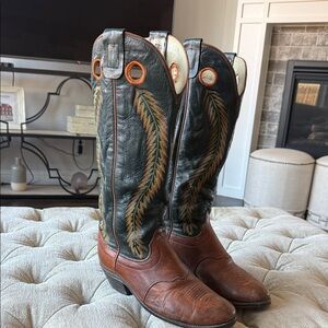 Olathe Boot Company Men’s 10 D Brown and Orange Tall Western Cowboy Boots